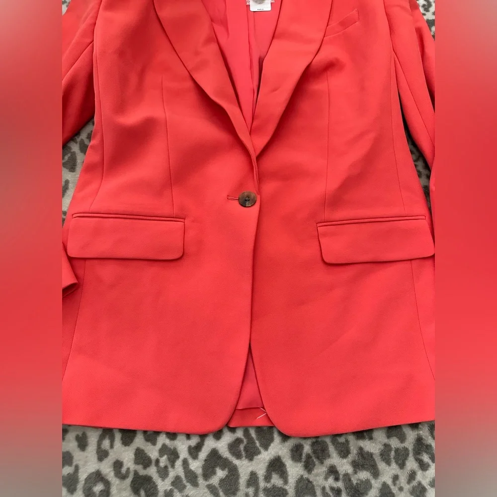 Express Studio Stretch Twill Boyfriend Blazer in Hot Coral Size Small Women’s - Picture 6 of 17